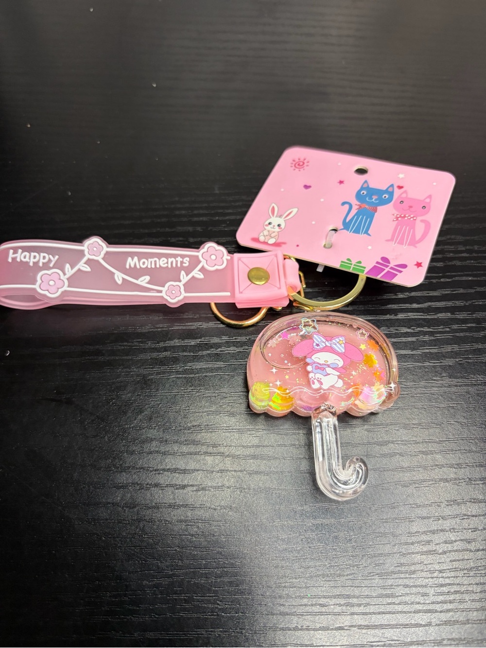 My Melody Glitter And Pink Slushy Umbrella Keychain